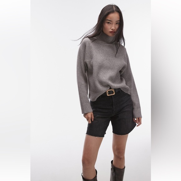 Topshop Sweaters - Topshop Funnel Neck Ribbed Knit Sweater